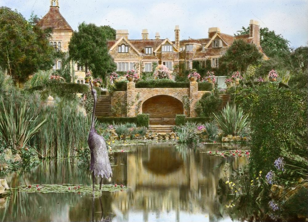 Colour lantern slide of Sedgwick across the Pool